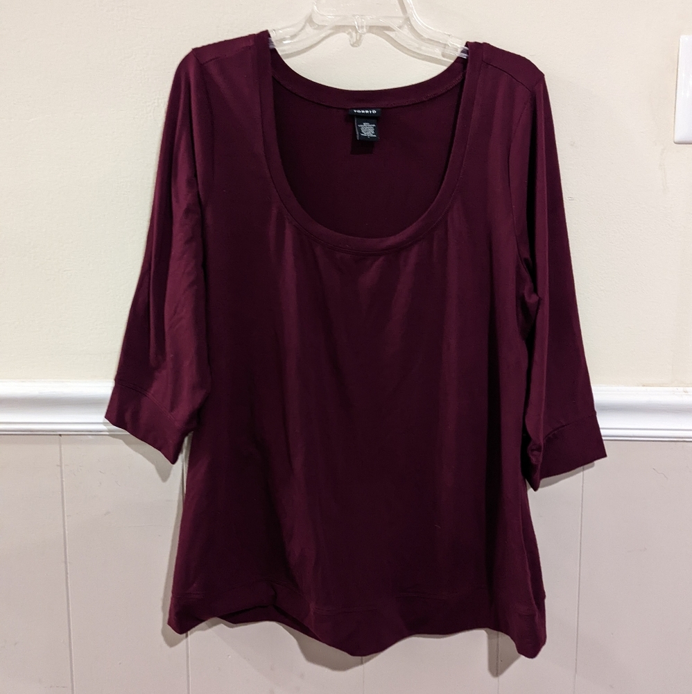 *2/$15 Bundle* Torrid Deep Plum Burgundy Scoop Neck Top Size 1X